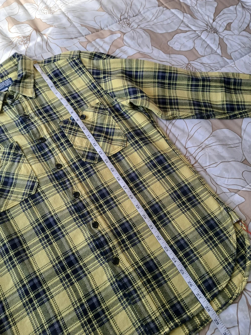 Iron Heart IHSH-412-YEL - 9oz Selvedge Indigo Check Flannel Work Shirt - Yellow - Picture 11 of 11